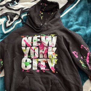 Black 'New York City' Hoodie with Colorful Splatter